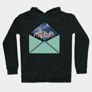 Adventure Awaits Mountain scape Ink Illustration Hoodie